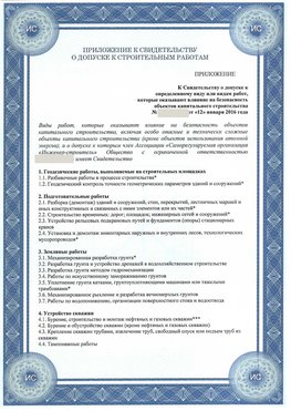 Приложение к свидетельству о допуске к строительным работам Уфа СРО в строительстве
