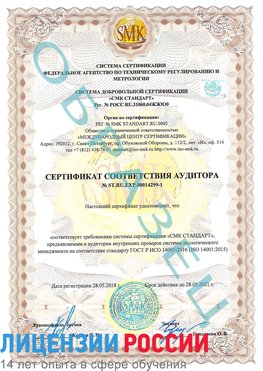 Образец сертификата соответствия аудитора №ST.RU.EXP.00014299-1 Уфа Сертификат ISO 14001